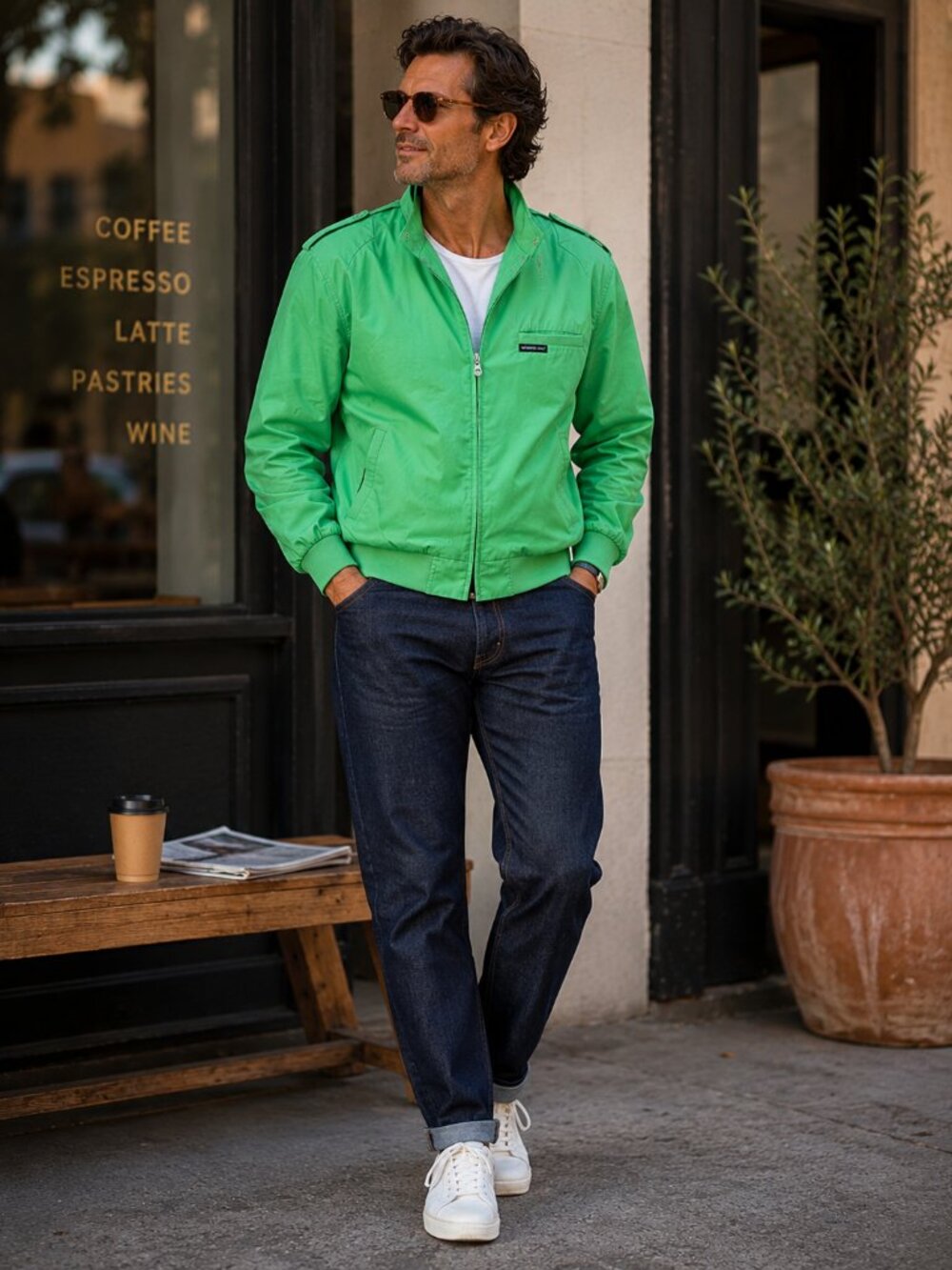 Vintage Members Only Rare Neon Green Bomber Jacket Men's Large Full Zip 80s Y2K